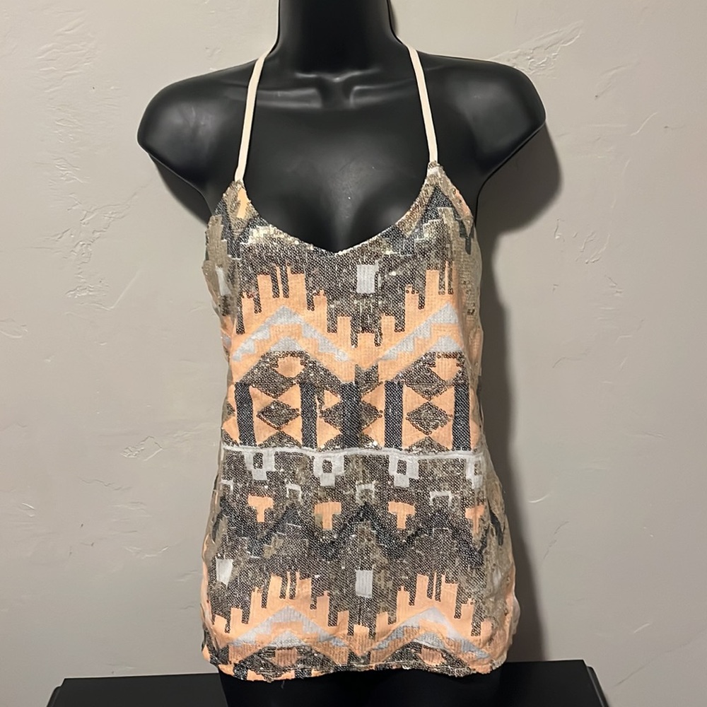 DayTrip Flowy Aztec Sequin Top